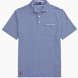Polo by Ralph Lauren Navy Blue White Striped Polo Shirt Classic Fit Pocket Pony